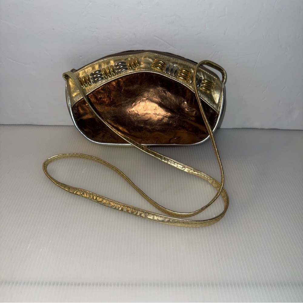 Vintage Atalla leather Metallic Gold and Bronze Women's Bag shoulder strap purse